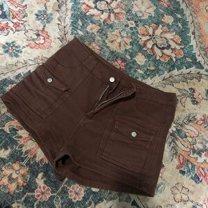 SHEIN High Waist Brown Shorts Casual Cotton Blend